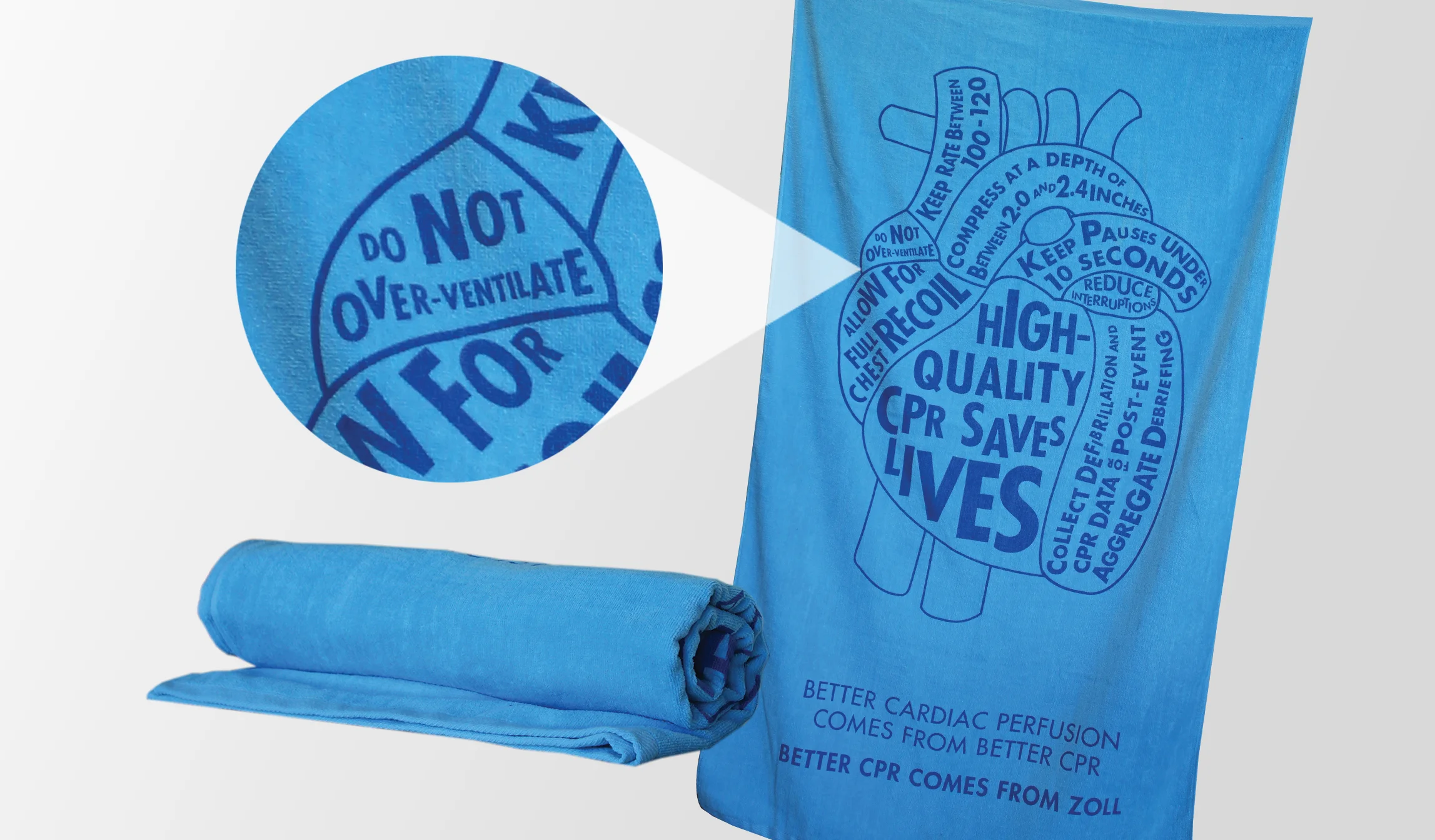  Beach towel design for a hospital trade show giveaway  