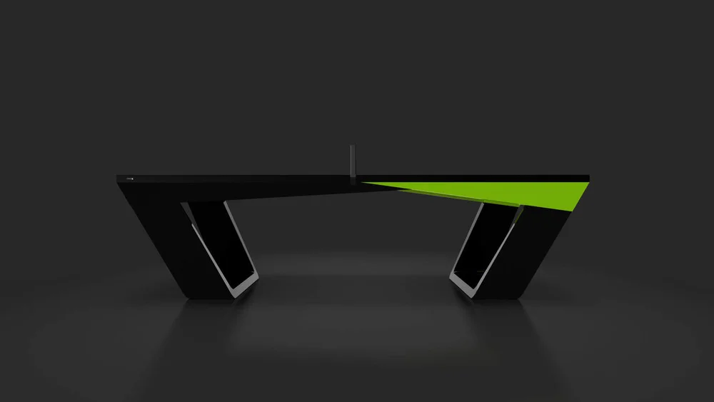 Avettore Table Tennis Table in Black with Lime Green Accents