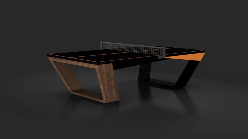Avettore Table Tennis Table in Walnut and Black with Orange Accents