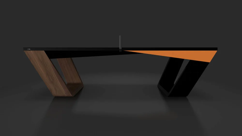 Avettore Table Tennis Table in Walnut and Black with Orange Accents