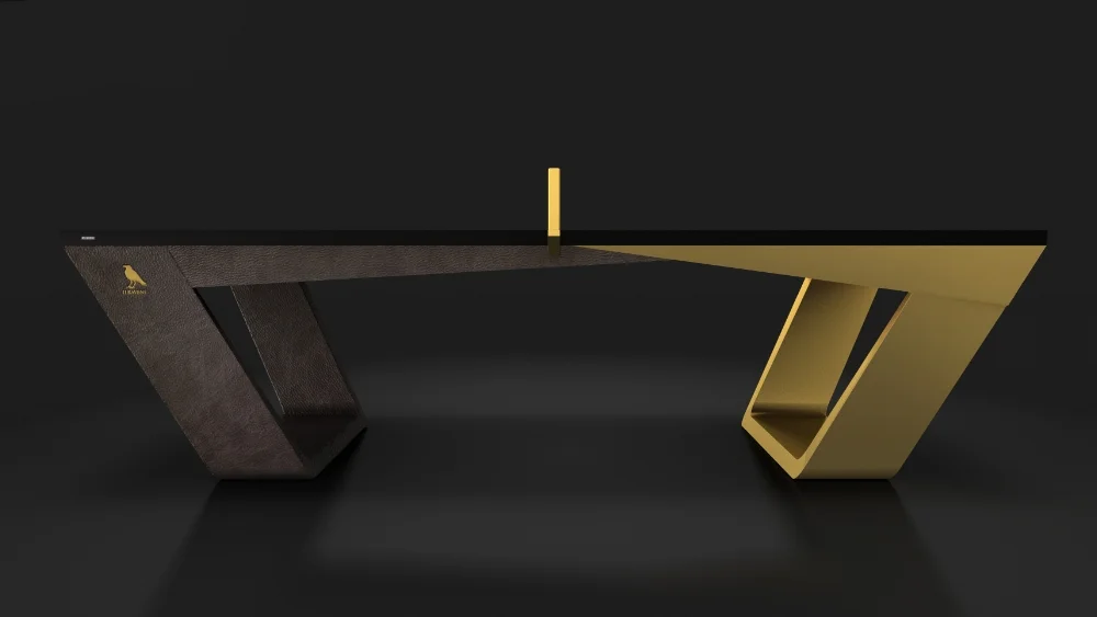 Avettore Table Tennis Table in Leather and Brass