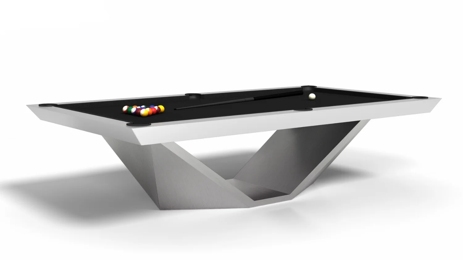Stealth Billiards Table with a modified base in Brushed Aluminum