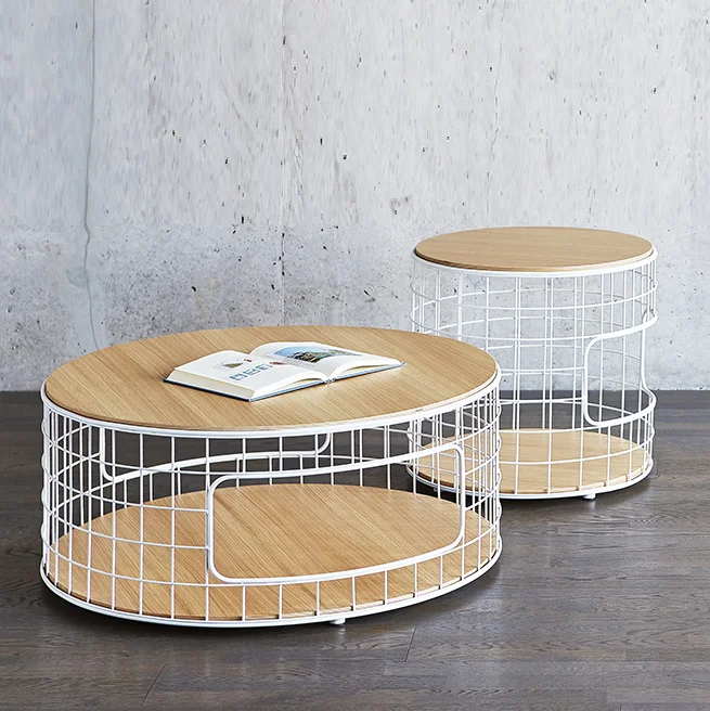 Wireframe Coffee Table & End Table - Natural Oak & White - L01.jpg