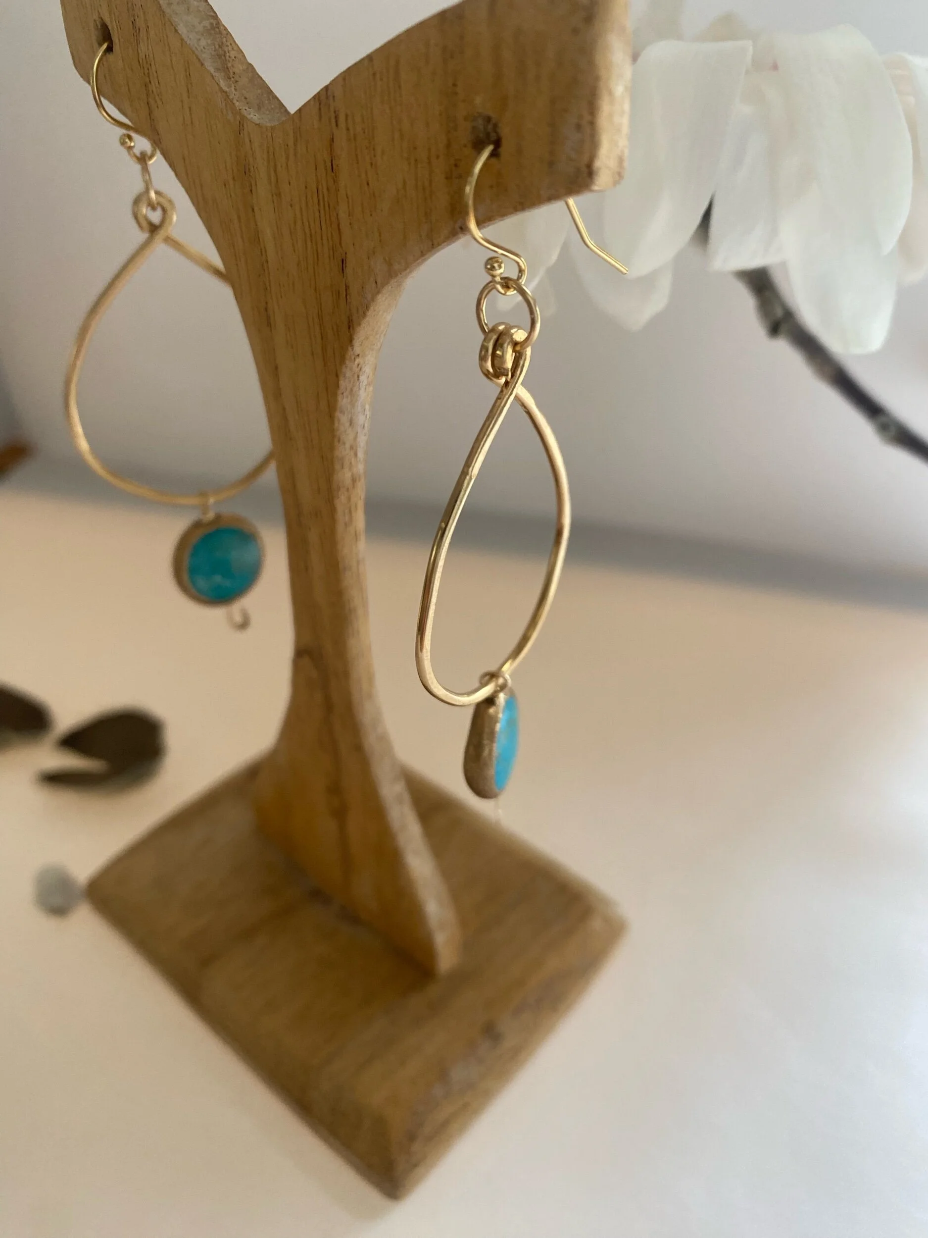 Teardrop Hoop With Turquoise Drop