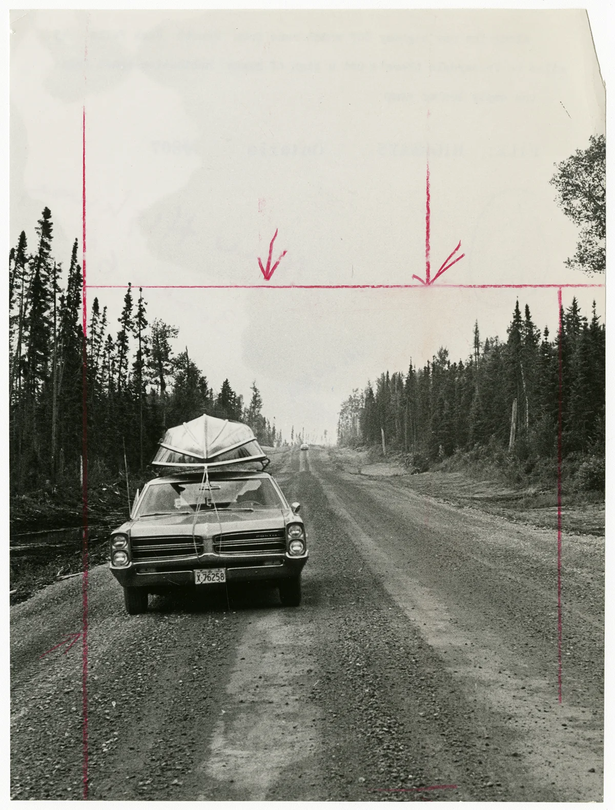 Unidentified Photographer, Along the new highway, which runs from Smooth Rock Falls to Fraserdale, Ontario, there’s no sign of human habitation apart from one empty lumber camp , c.1966. Gelatin Silver Print, 23.4 x17.5cm. Gift of The Globe and Mail Newspaper to the Canadian Photography Institute of the National Gallery of Canada.