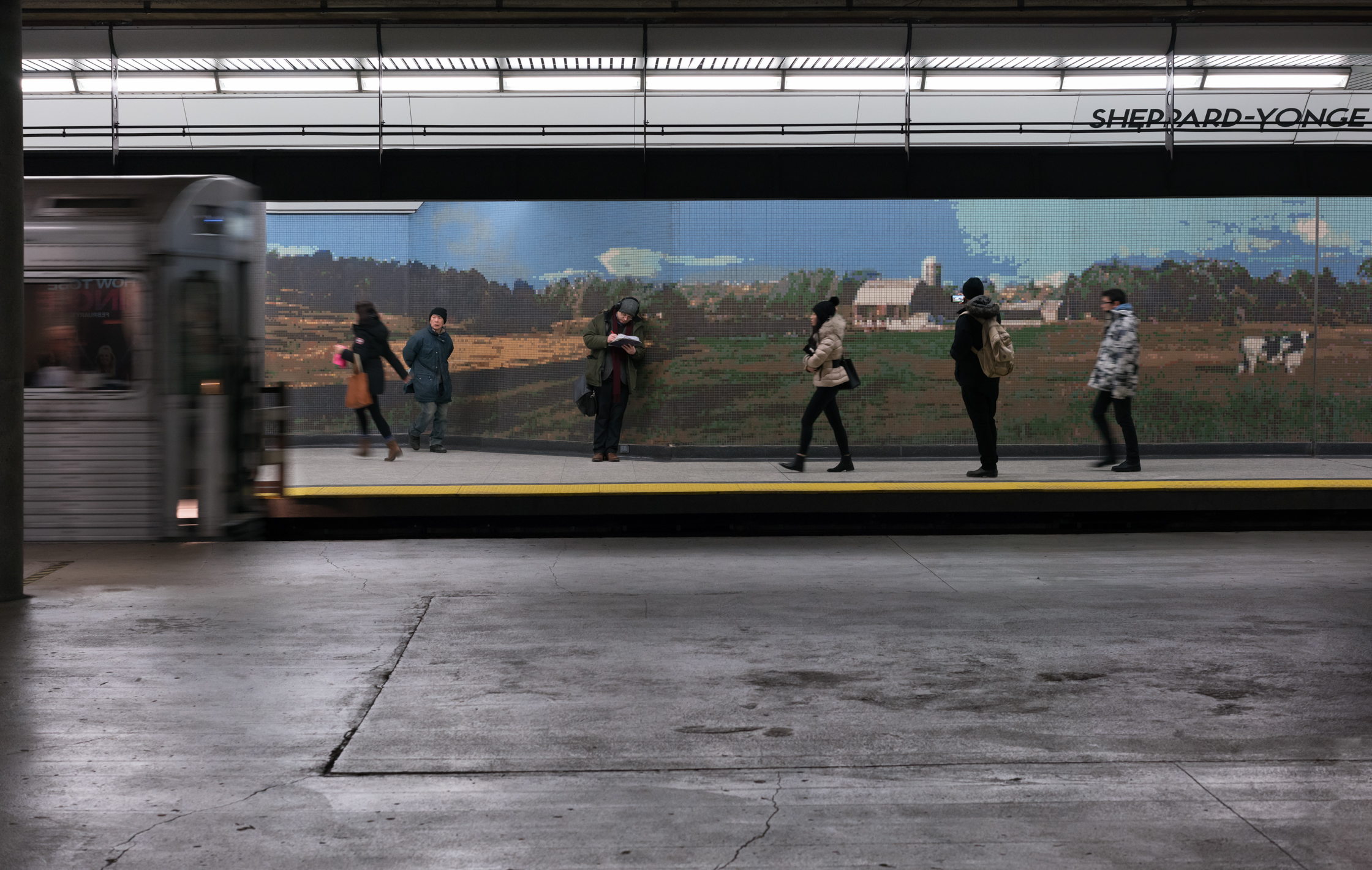 Immersion Land by Stacey Spiegel, Sheppard-Yonge subway station, Toronto, 2002. Photo By: Matthew Monteith, 2016.