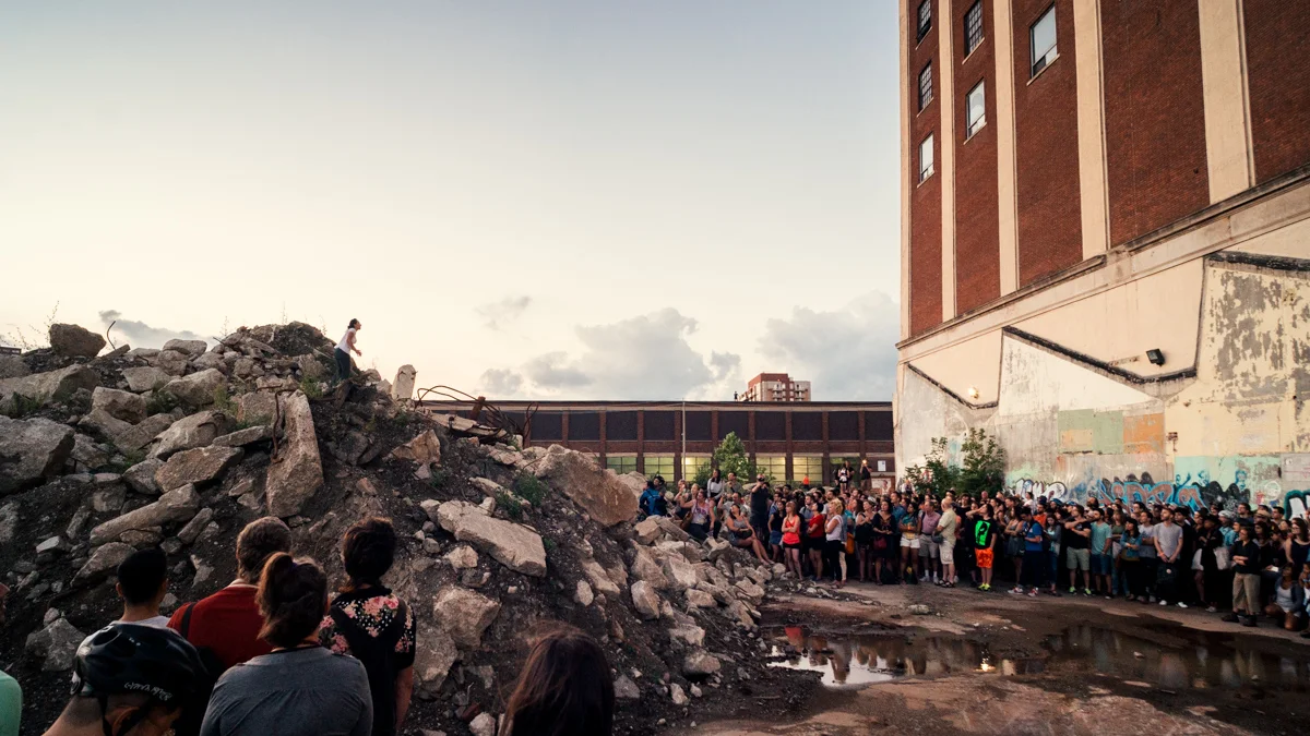 We burrowers of the amplitude of time by Linda Duvall and Rui Pimenta, presented in the Lower Junction. Art Spin tour August, 2015. Photo by Priam Thomas.