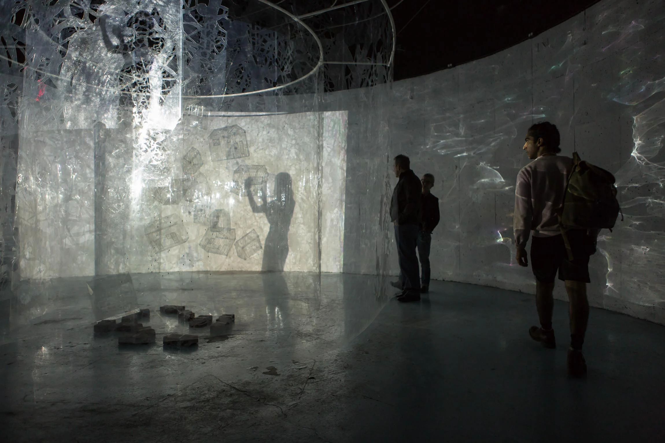 Revel by Ed Pien, presented at in/future . Ontario Place silos, 2016. Photo by Andrew Williamson.