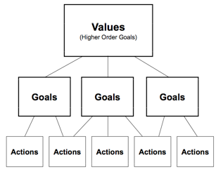 Hierarchy of values, goals, and actions