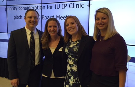 (L-R) Critique co-founders Matthew Callison and Tiffany Roman, former Bloomington Technology Partnership Director Katie Birge and Dana Palazzo, vice president of the Bloomington Economic Development Corp.