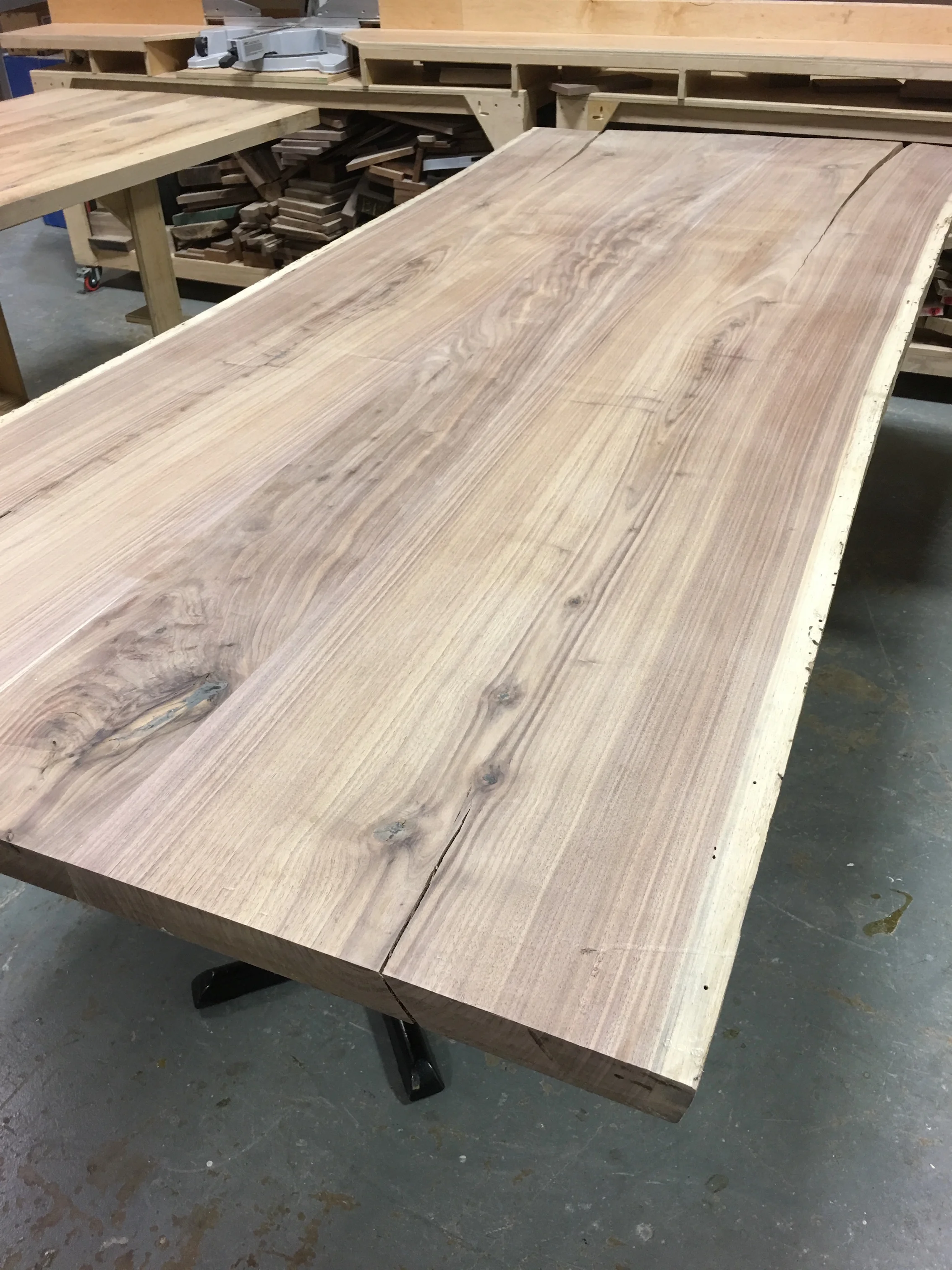 Reclaimed live-edge walnut table top