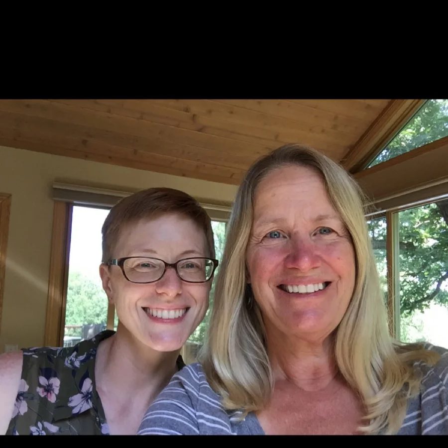 Laura and her Aunt Linda after their interview.