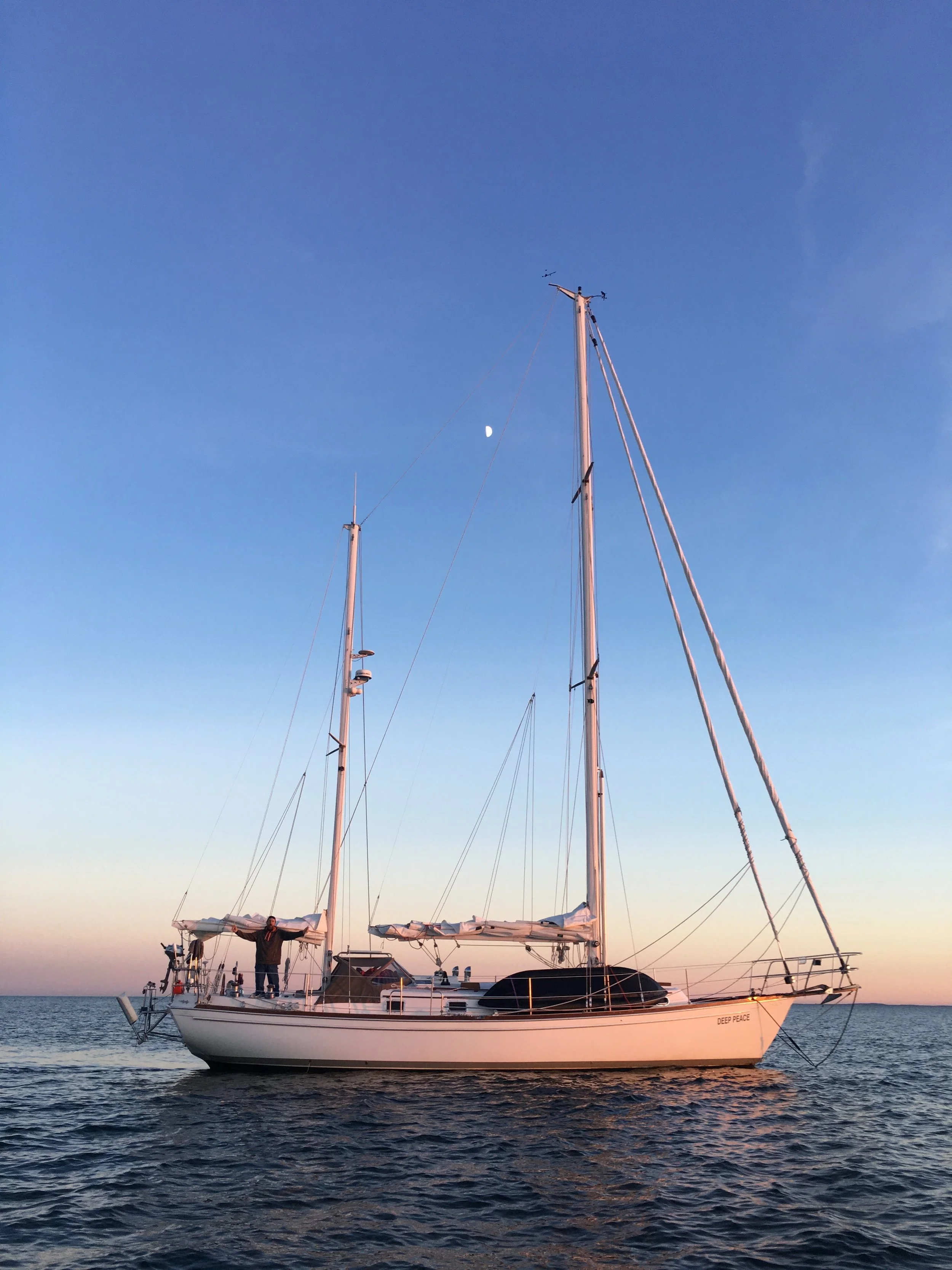 Adam and S/V Deep Peace, Sunset (5 pm), November 8th, 2016