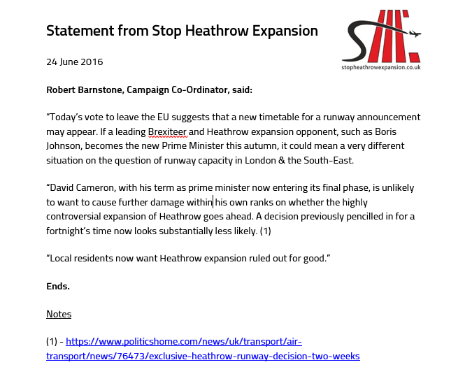 Press Statement following Brexit