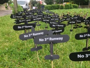 Each tiny plane represents a household forced to make way for bulldozers