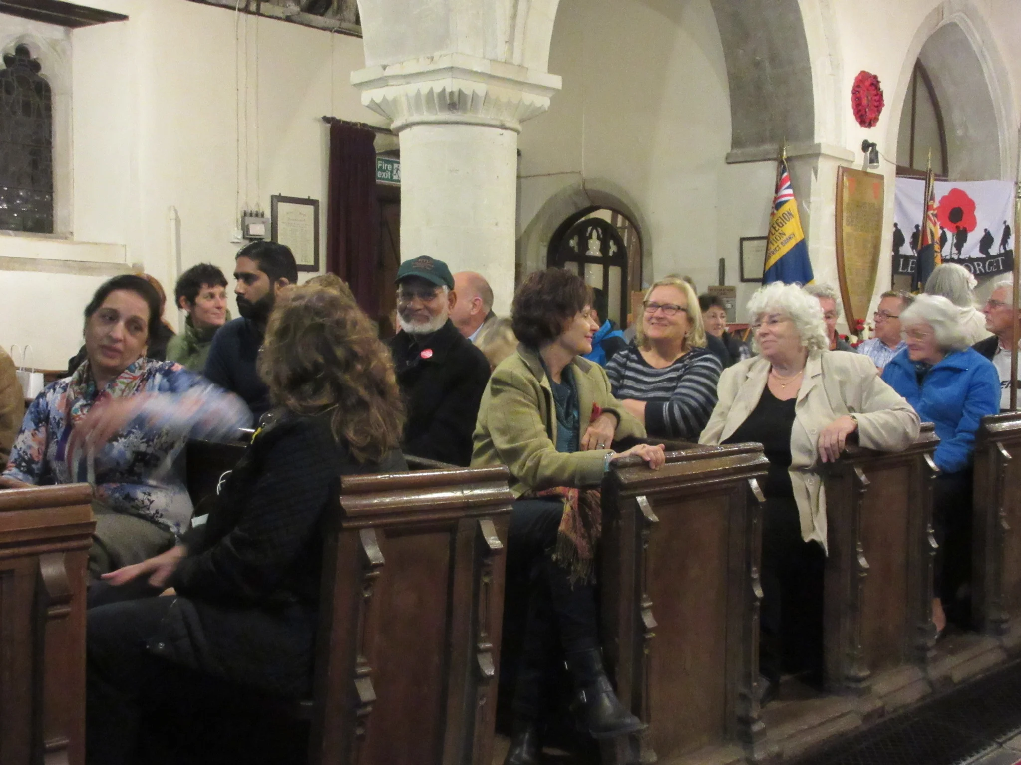 Residents and local politicians rub shoulders in the pews