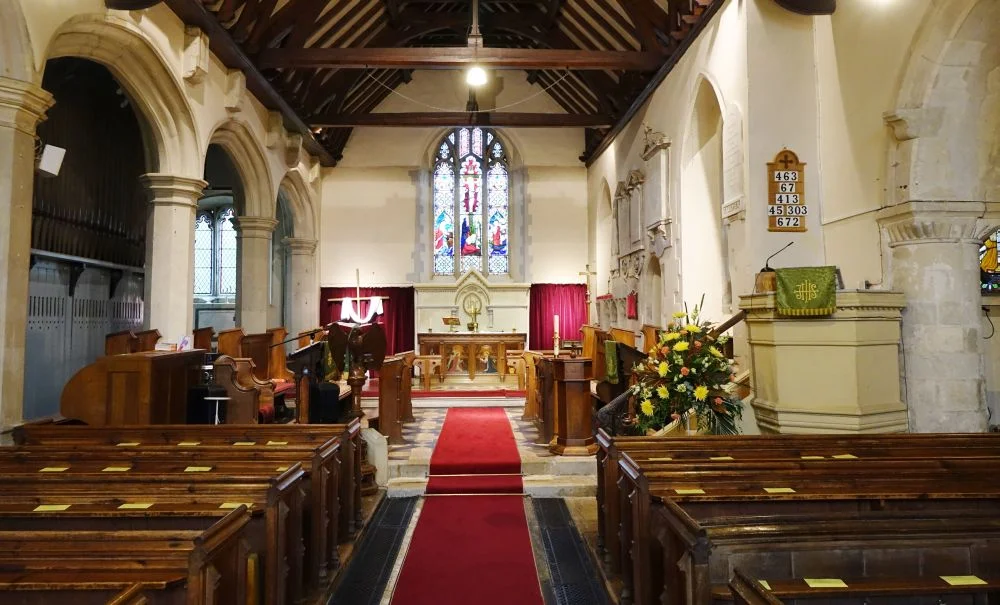 Inside St Mary's Church in Harmondsworth