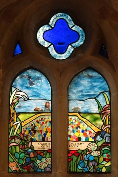 Memorial to campaigners Ann and Bryan Sobey who inspired people to fight to save their threatened village - Sipson