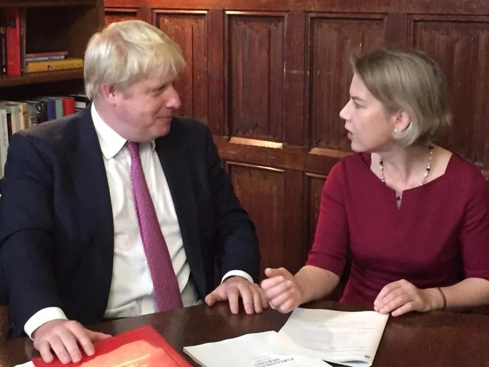 Both strongly opposed to a third runway - Tania Mathias MP with Boris Johnson MP
