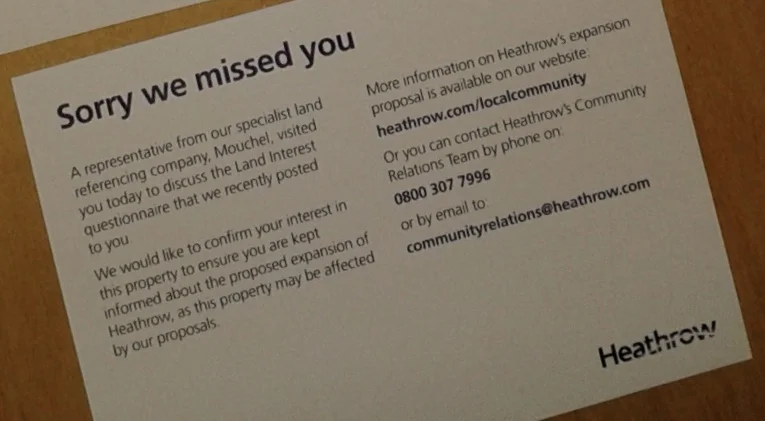 Questions answered about Heathrow questionnaire