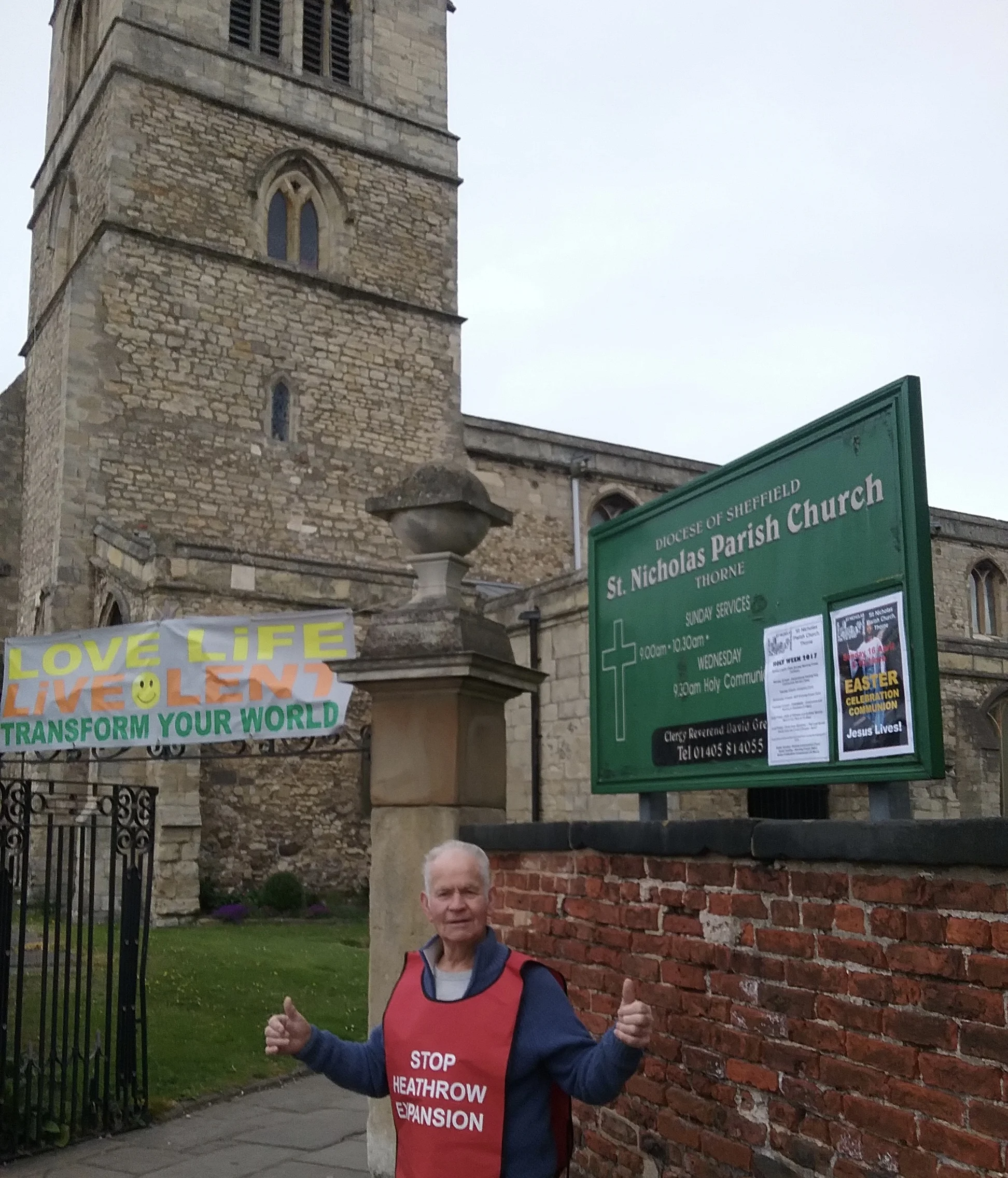 Good Friday: Inspiration banner outside St Nicholas Parish Church in Thorne, South Yorkshire