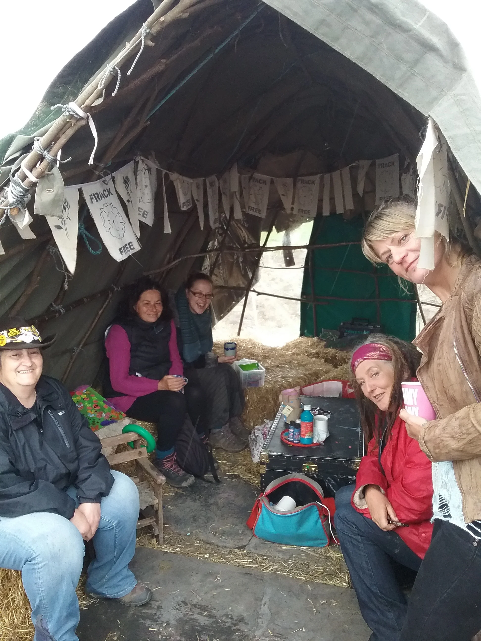Committed anti-franking campaigners brave the conditions in the camp
