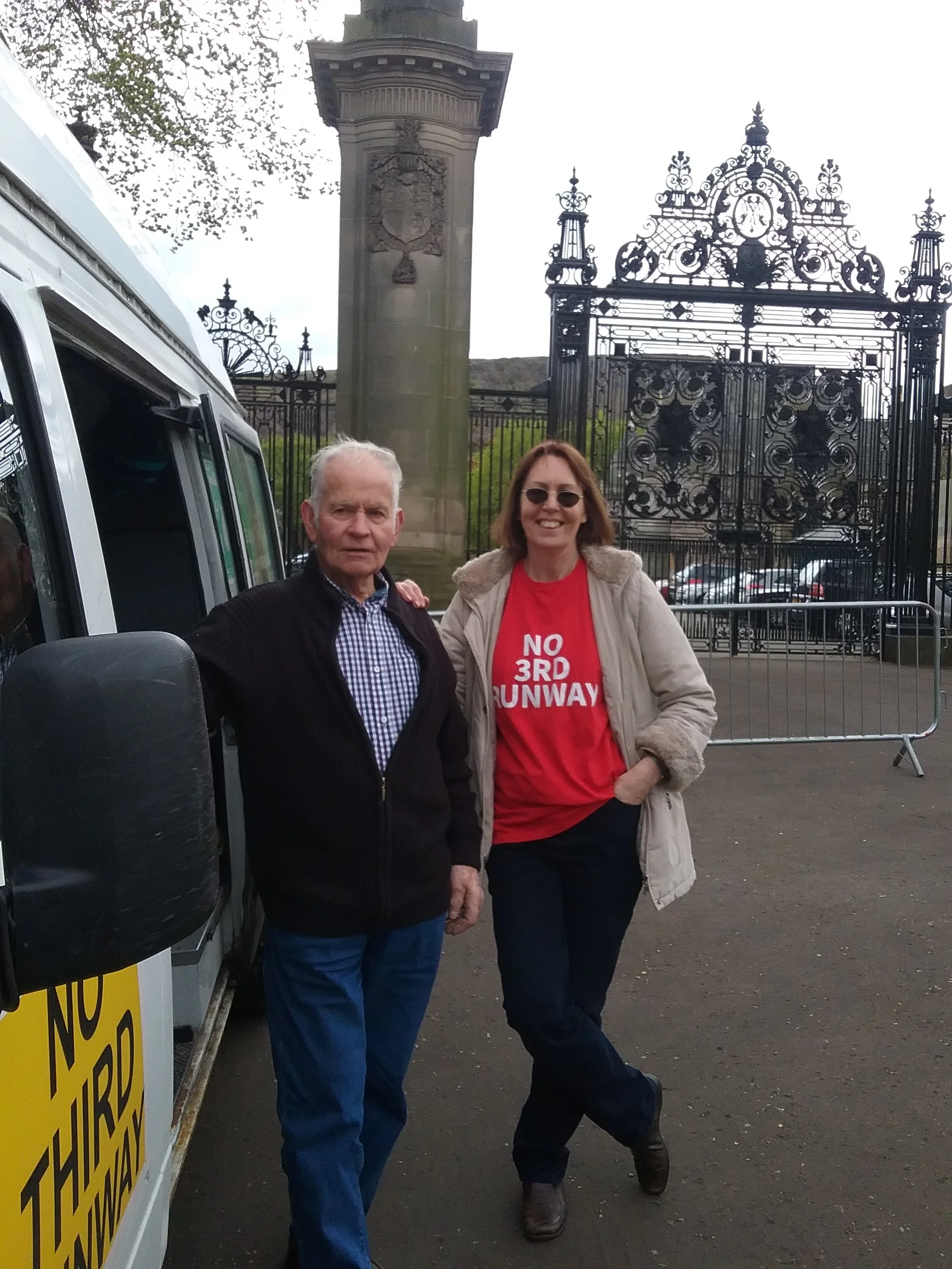 Ray has taken the trip in his stride. Joan from Teddington Action Group came up to support.
