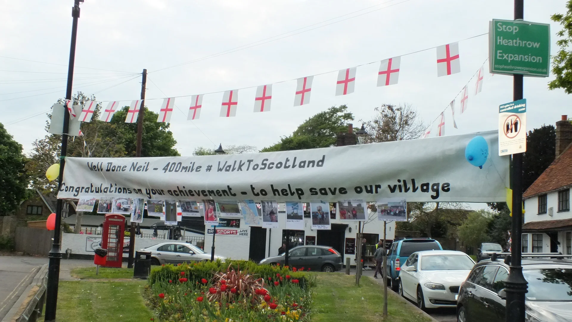 Banner with photographs attached