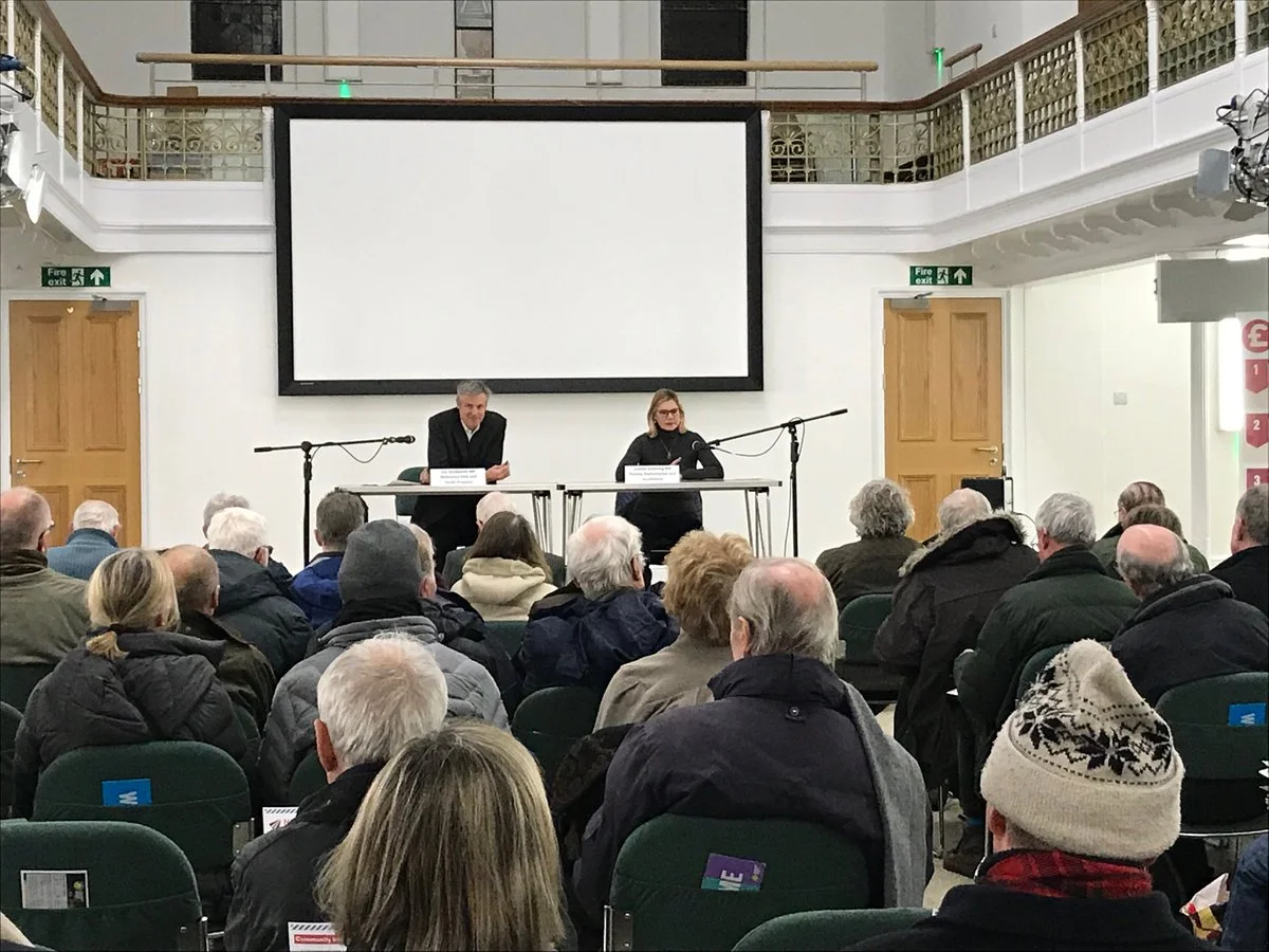 Justine Greening MP holds a public meeting in Putney with Zac Goldsmith MP