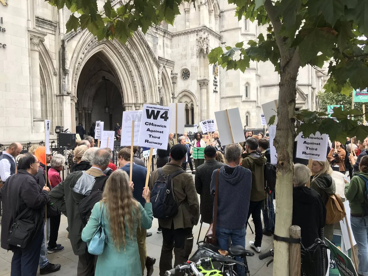Supporters outside Court listening to Caroline Russell AM (Environment Chair, London Assembly)