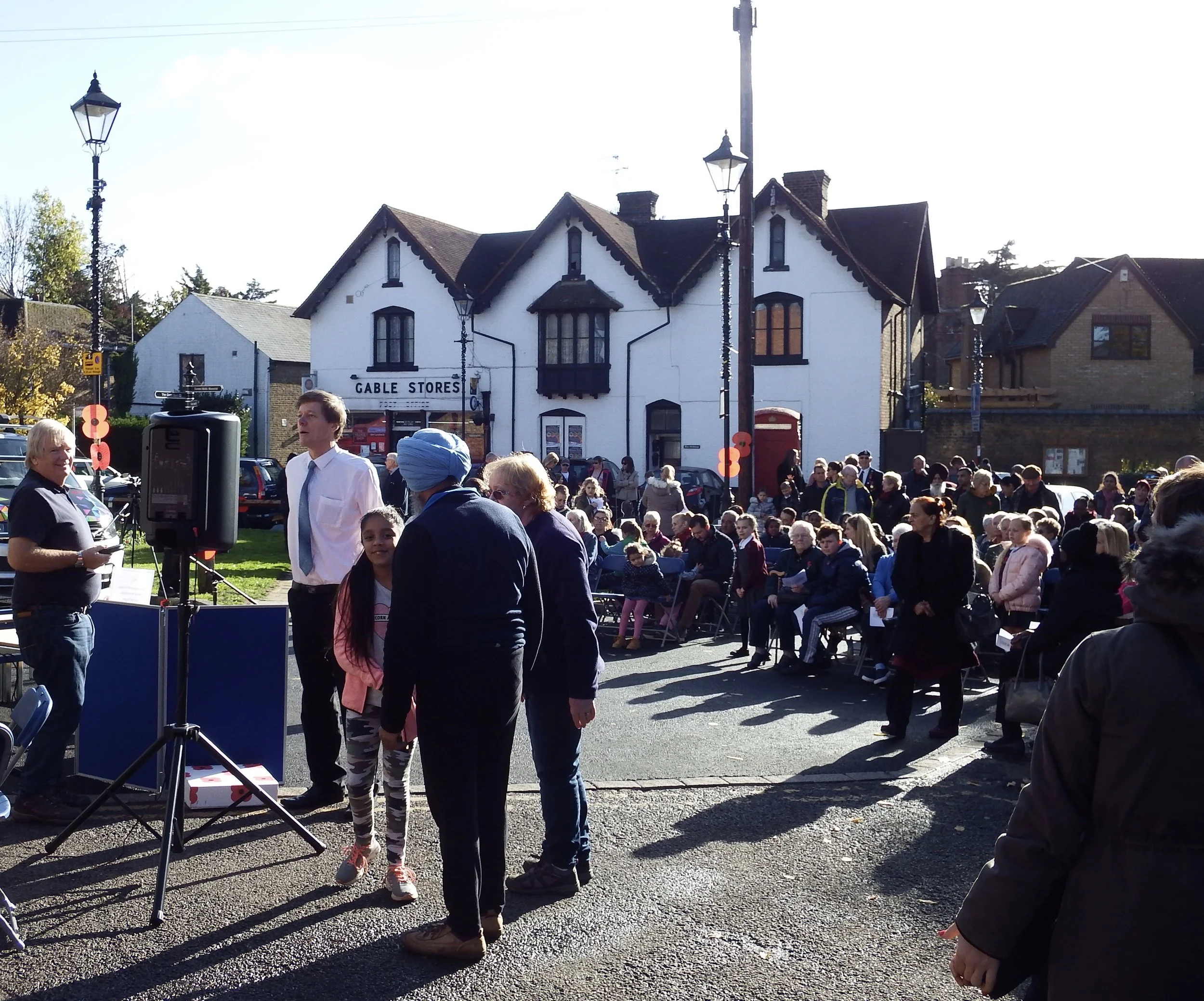 Residents organise the outdoor section of the village commemoration