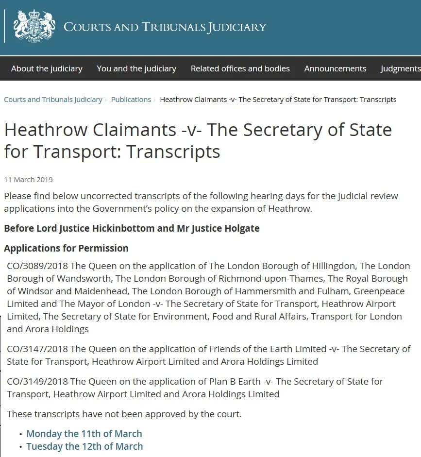 Court Timetable and Daily Transcripts