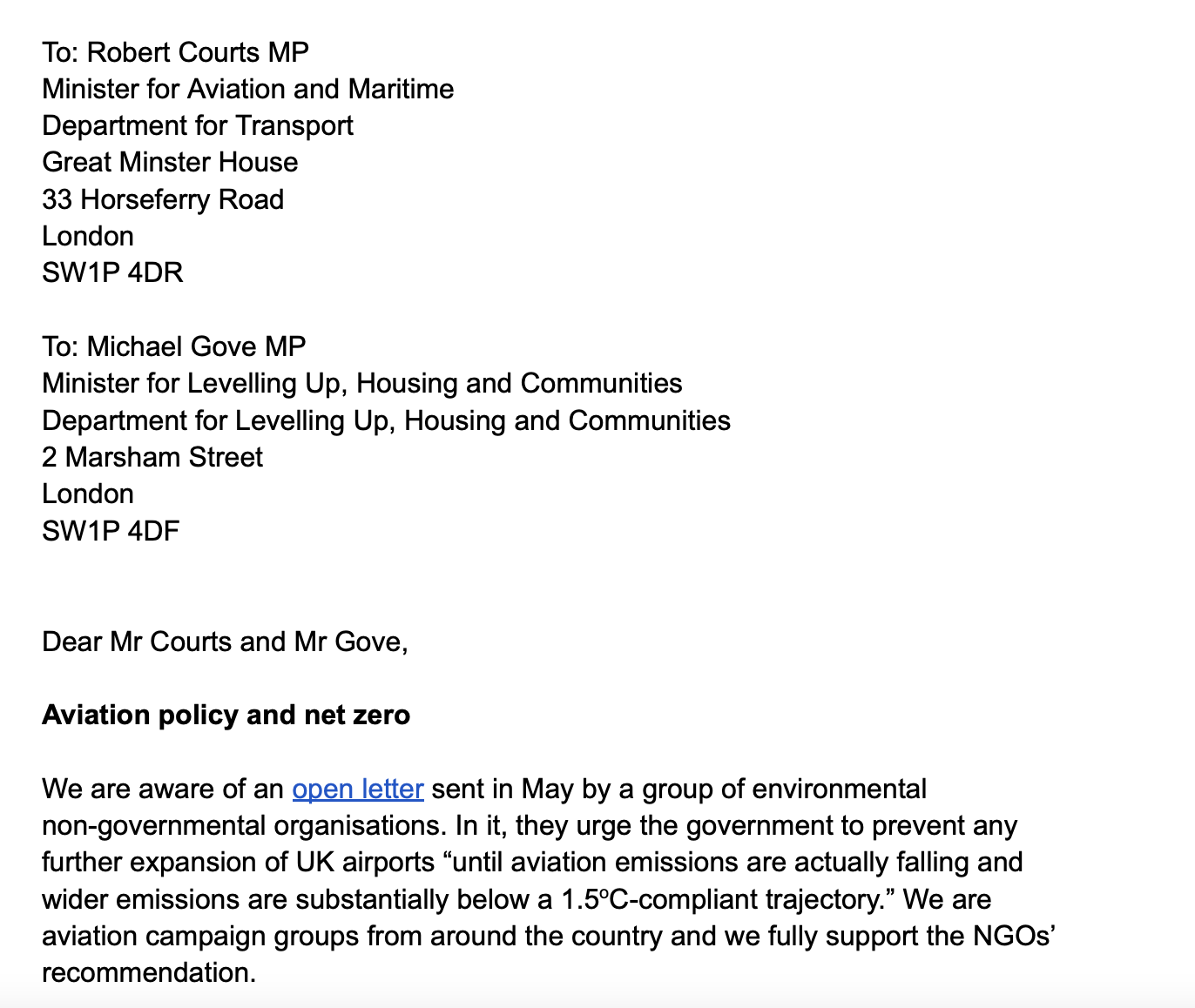 Aviation campaigners from across Britain join Stop Heathrow Expansion to call on the government to stop airport expansion plans