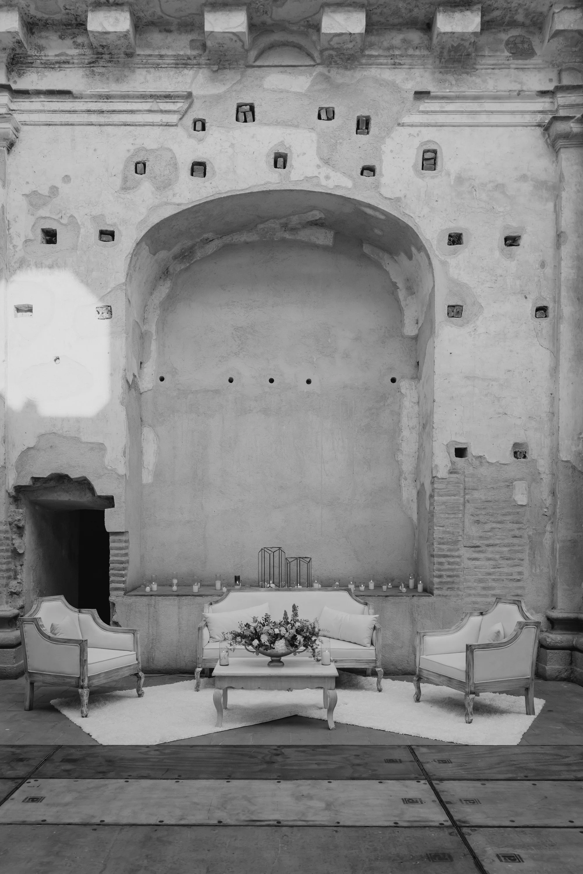 Destination wedding decor at Santa Clara Ruins Antigua Guatemala
