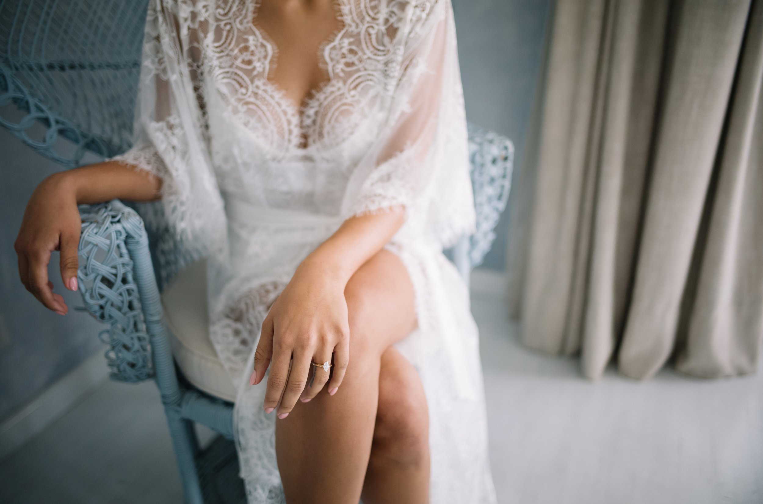 Bride getting ready for her destination wedding at Villa Bokeh in Antigua Guatemala.