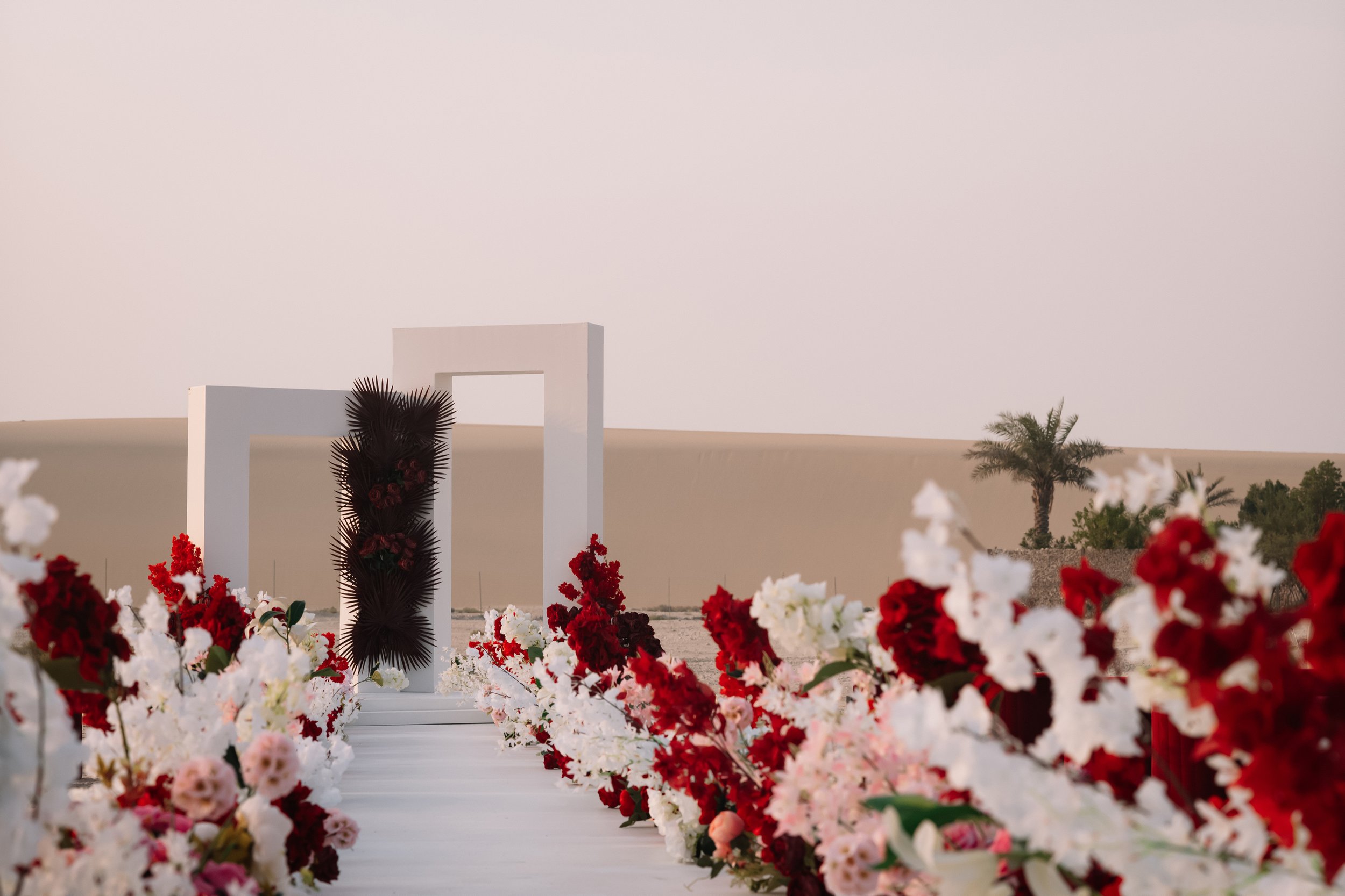 Outdoor wedding ceremony in the Qatar desert