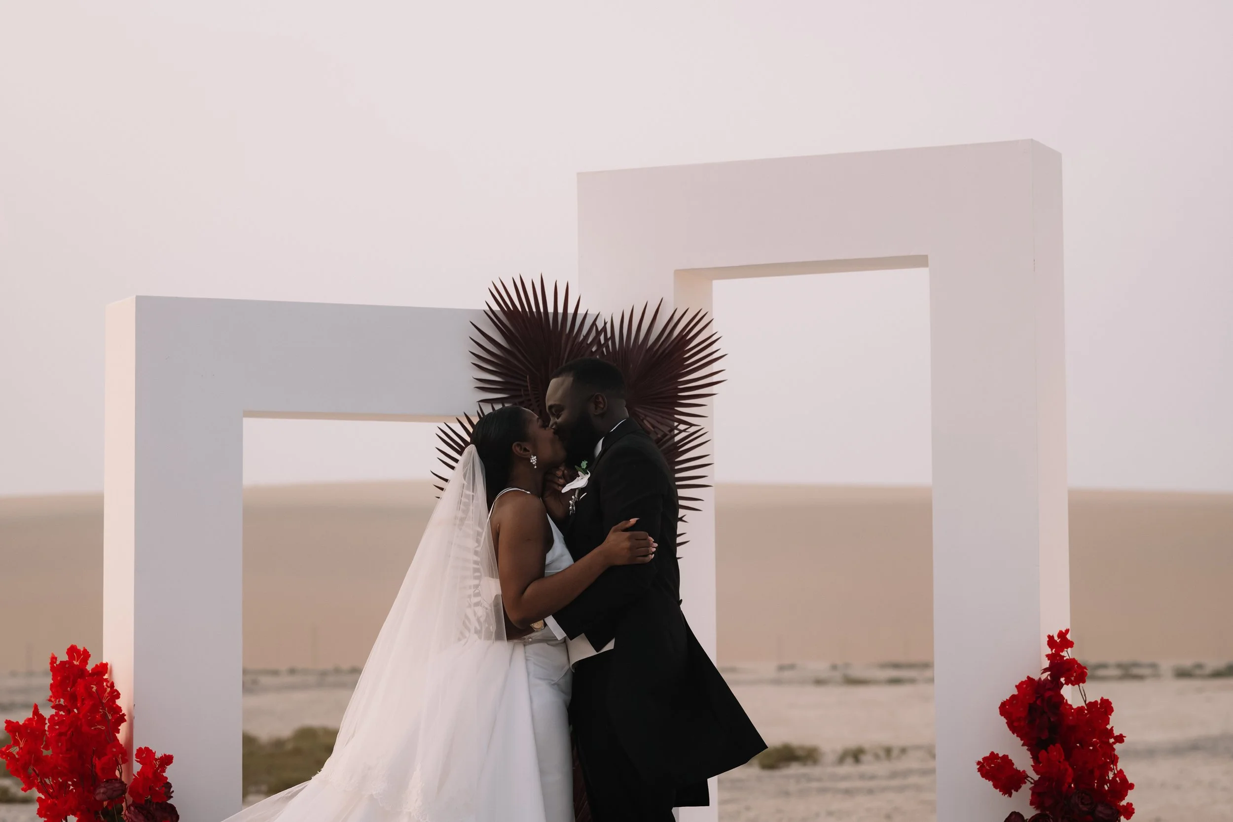 Qatar documentary destination wedding photography outdoor desert ceremony
