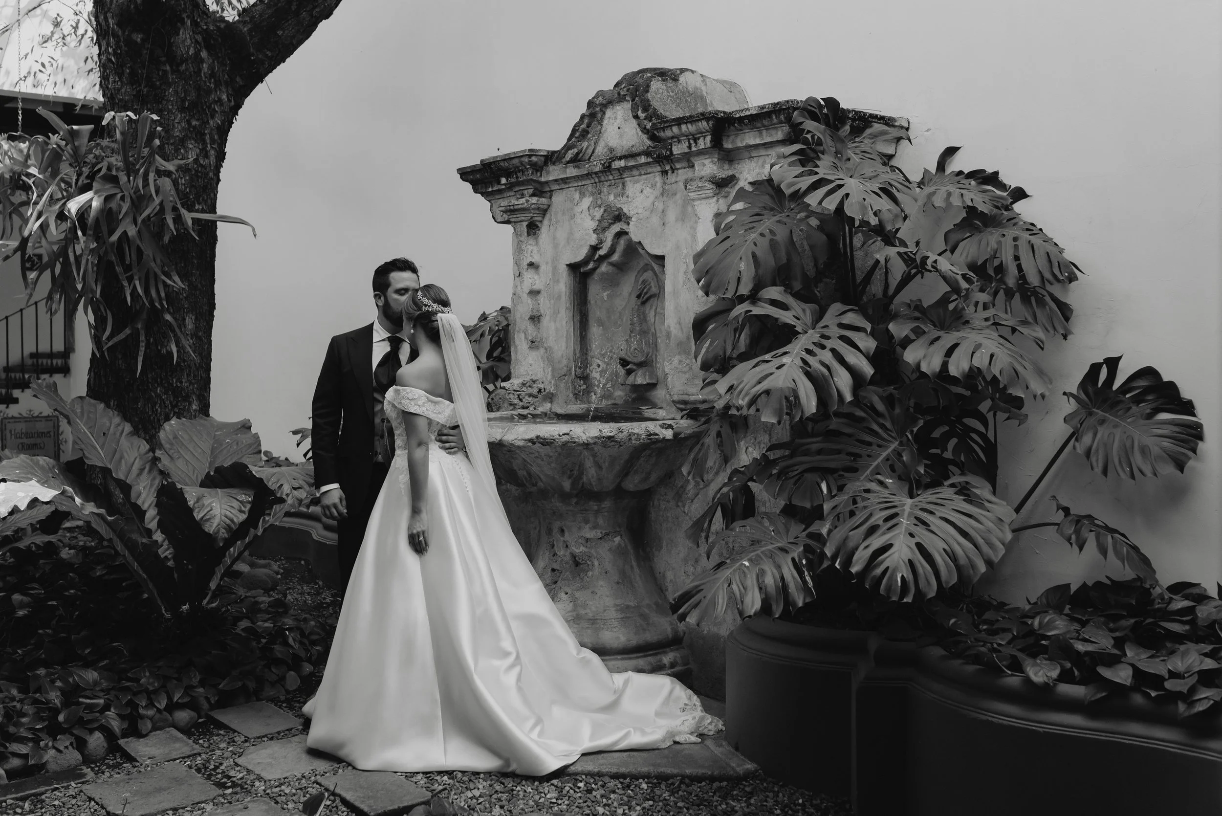 Bride and groom portraits Casa Santo Domingo Antigua Guatemala