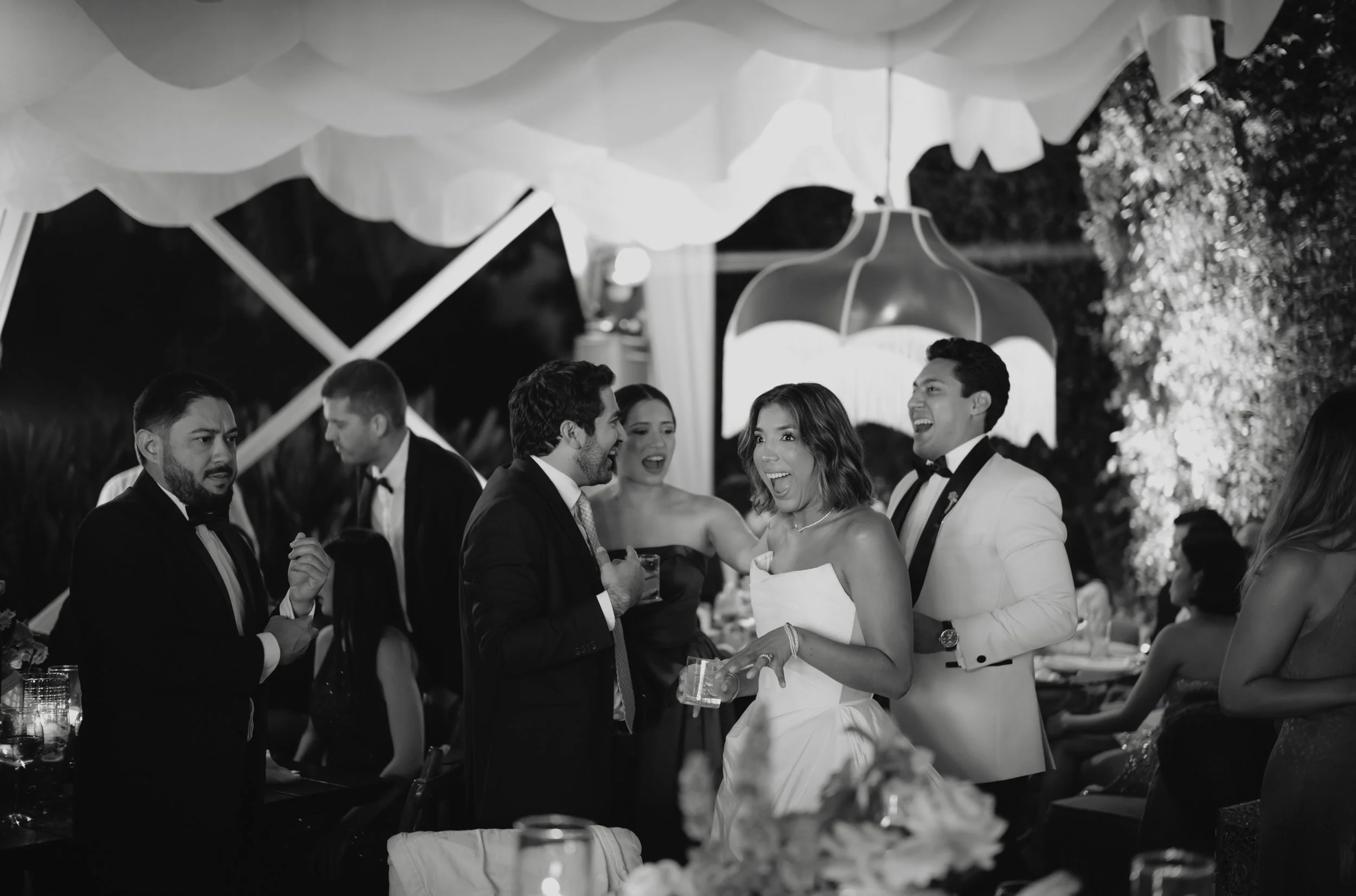 Real moments at luxury wedding reception at Villa Bokeh, a Relais & Châteaux wedding venue in Antigua Guatemala.