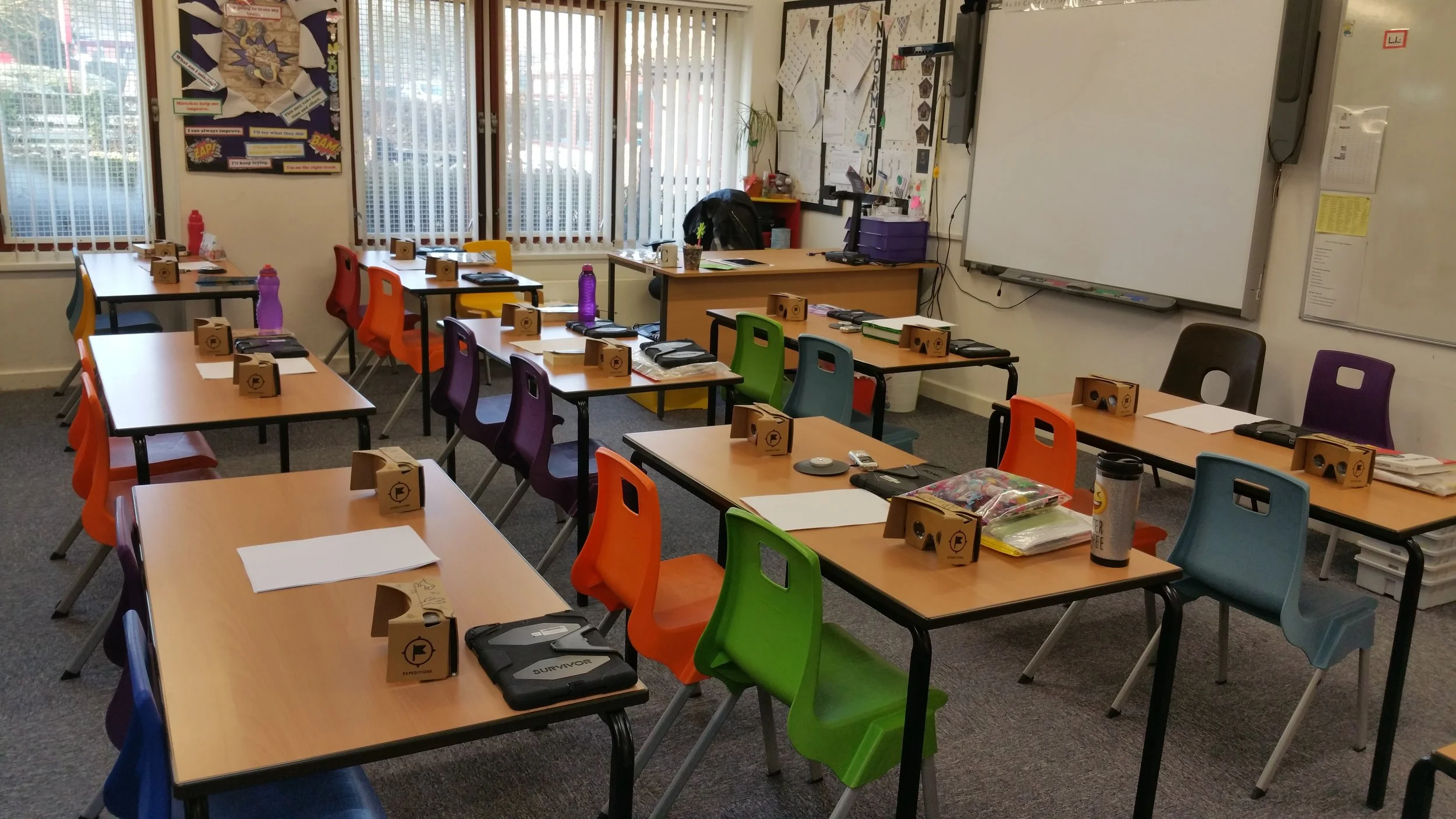 A class set up for a Computing lesson using Google Expeditions 
