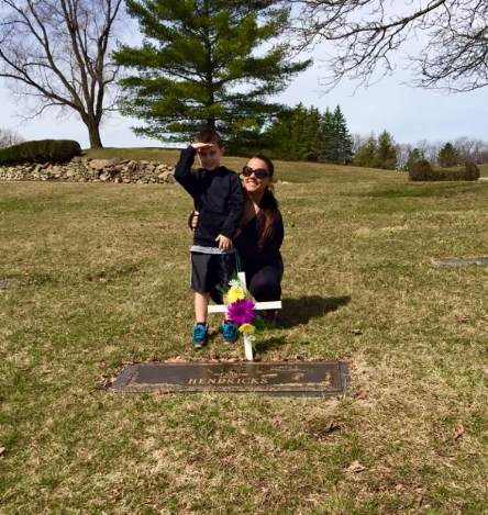 My son & I at my Dad's grave 