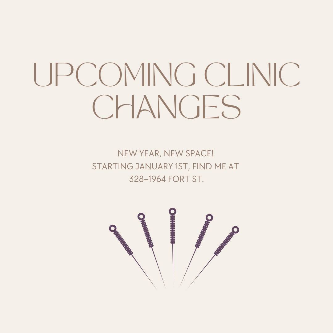 I&rsquo;m moving! ✨

My last clinic day at The Fernwood Hub will be December 23rd, and I&rsquo;ll welcome you at my new space at 328&ndash;1964 Fort St. starting January 6th.

I&rsquo;ve truly loved my time at the Hub, working with this amazing commu