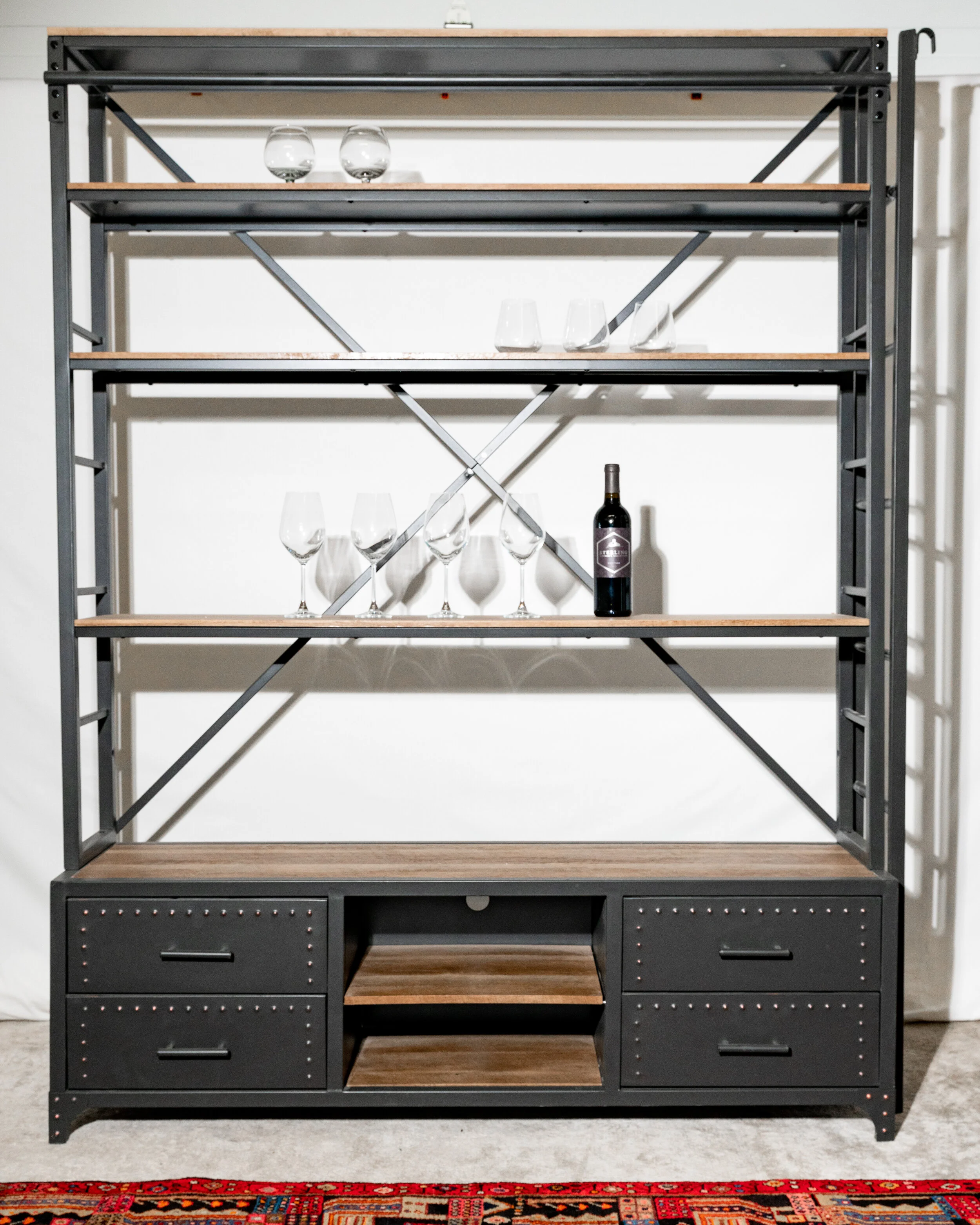 METAL &amp; WOOD BAR SHELF