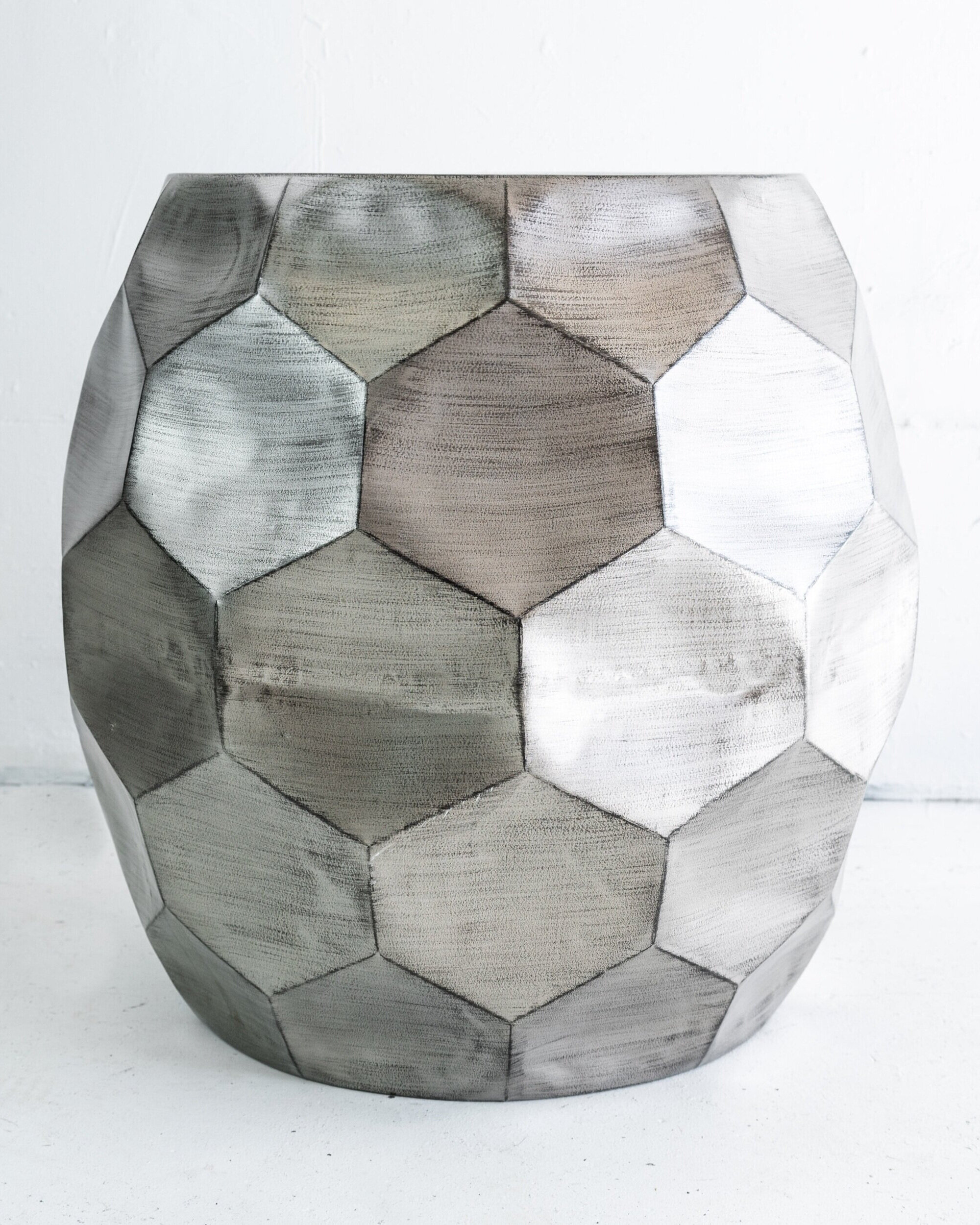 SILVER DRUM SIDE TABLE