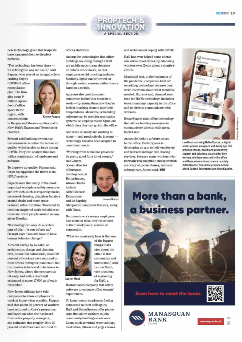 RE-NJ: Technology can be Crucial to Health, Safety in Post-Covid Office Buildings