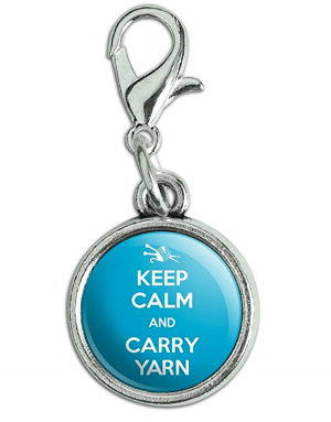 I think this "Keep Calm and Carry Yarn" clip would be an adorable stitch marker or crochet bag accessory :)