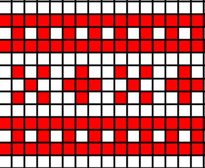 This pattern will repeat about 4.5 times. Your band will start and end with the 'X' shape.