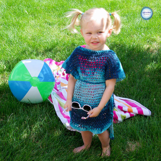 The Ocean Waves Cover Up is designed to have solid stitching at the shoulders to protect that sensitive area from sun and an open-mesh throughout the rest of the piece for fast drying! It's perfect for a beach day or pool party. This free crochet pattern is extremely easy (beginner friendly!) and used just over 500 yards of yarn. I have tips for you below if you want to increase or decrease the size of the cover up!