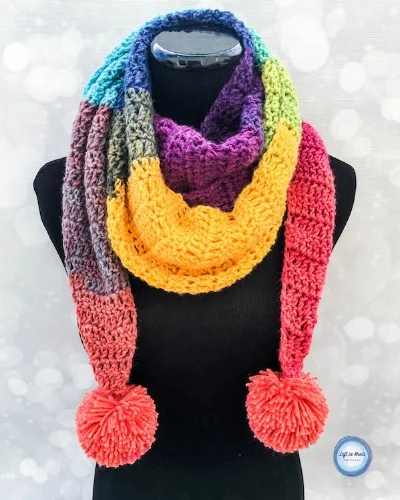 The Chroma Scarf has a similar shape to my popular Strawberry Patch Convertible Scarf and I LOVE how simple and quickly this one is to work up. It takes just one cake of Lion Brand Mandala yarn and will be perfect for gifting around the holidays! I hope you enjoy my new free crochet pattern.