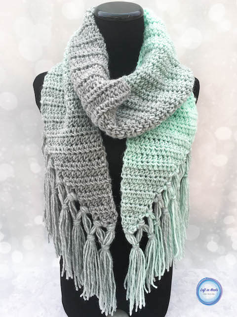 The Mint-cicle Scarf is a free, beginner-friendly crochet pattern with a modern twist. It takes just one skein of Lion Brand Scarfie yarn and it will be a perfect addition to your last-minute gift list this holiday season! It is the first free crochet pattern of my Seven Days of Scarfie pattern collection.
